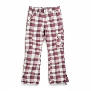 Burton Women’s Plaid Snowboard Ski Pants Cargo Snow Pants Purple White Size S